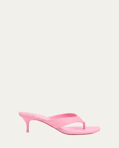 Christian Louboutin Leather Thong Red Sole Slide Sandals In Pink