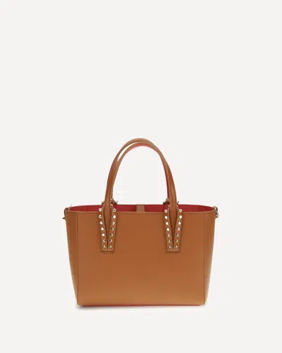 Christian Louboutin Leather Tote Bag With Spikes In Brown