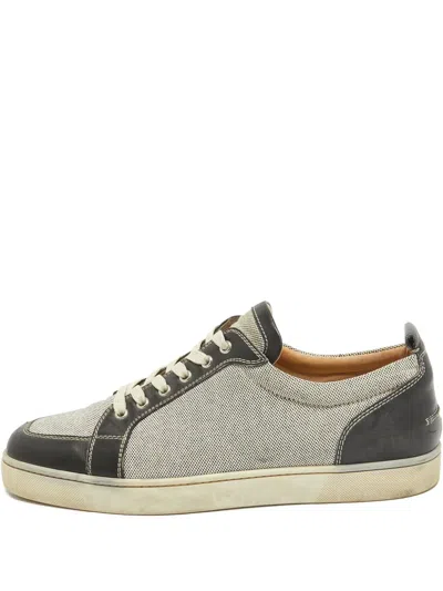 Pre-owned Christian Louboutin Leather-trim Sneakers