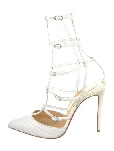 Pre-owned Christian Louboutin Leather T-strap Pumps In White