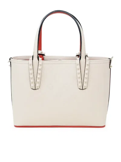 Christian Louboutin Leche Leather Cabata E/w Mini Calf Paris Loubinthesky Print Handbag In Neutral