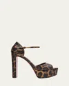 Christian Louboutin Leopard Ankle-strap Red Sole Platform Sandals In Leopard Multi