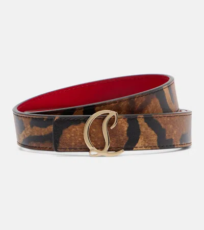 Christian Louboutin Leopard-print Leather Belt In Brown