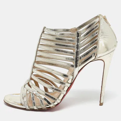 Pre-owned Christian Louboutin Light Gold Leather City Jolly Cage Sandals Size 38.5
