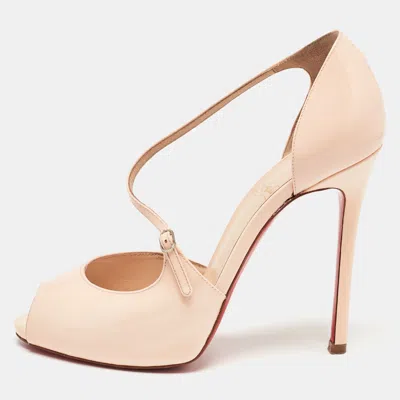 Pre-owned Christian Louboutin Light Pink Patent Leather Peep Toe D'orsay Sandals Size 38