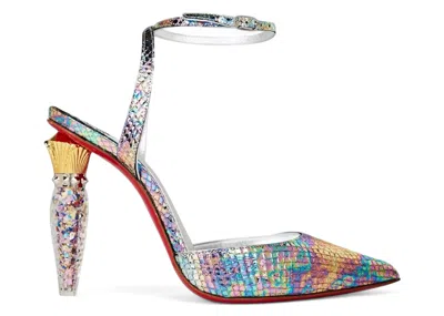 Pre-owned Christian Louboutin Lipgloss Jen 100 Metal Snake (women's) Sneakers In Ab/sv