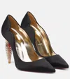 Christian Louboutin Lipstrass Crêpe Crystal-embellished Pumps In Black/lin Pl Cocco/gold Cry