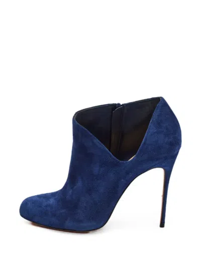 Pre-owned Christian Louboutin Lisse Cut-out Ankle Boots In Blue
