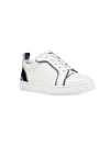 Christian Louboutin Kids' Funnyto Leather Sneakers In Bianco/navy