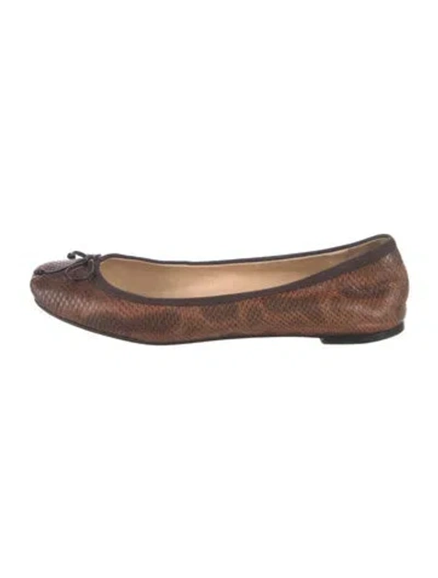 Pre-owned Christian Louboutin Lizard Animal Print Ballet Flats In Brown