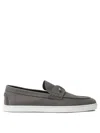 Christian Louboutin Chambeliboat Leather Boat Shoes In Gray