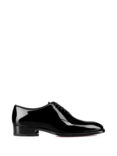 Christian Louboutin Chambeliss Lace Up Shoes In Black Patent Leather In Blackl In Loubi