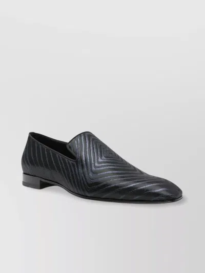 Christian Louboutin Loafers With Geometric Pattern And Textured Finish In Black