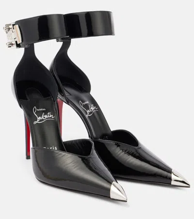Christian Louboutin Lock Me Up 100 Embellished Leather Pumps In Schwarz