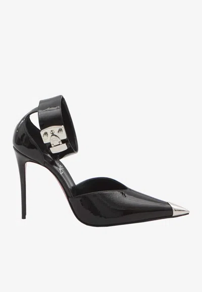 Christian Louboutin Lock Me Up 100 Patent Leather Pumps In Black