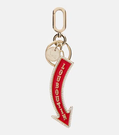 Christian Louboutin Steel Circus Signpost Keyring In Red