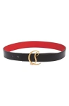 Christian Louboutin Cl Logo Buckle Reversible Belt In Black/antic Gold