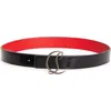 Christian Louboutin Logo Buckle Leather Belt In Black/gun Metal