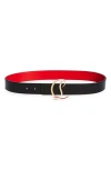 Christian Louboutin Logo Buckle Leather Belt In Black