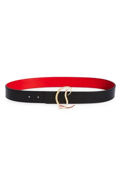 Christian Louboutin Logo Buckle Leather Belt In Black