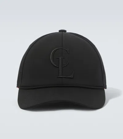 Christian Louboutin Logo Cotton Canvas Baseball Cap In Black