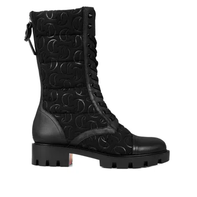 Christian Louboutin Logo Embossed Boots In Black