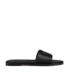 Christian Louboutin Leather Logo Red Sole Slide Sandals In Black