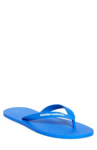 Christian Louboutin Logo-embossed Rubber Flip Flops In Blue