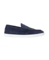 Christian Louboutin Logo-embossed Suede Loafers In Blue