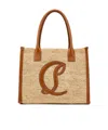 Christian Louboutin Womens By My Side Mini Raffia And Leather Large Tote Bag Natural In Nude