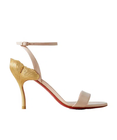 Christian Louboutin Logo High-heeled Sandals In Nude