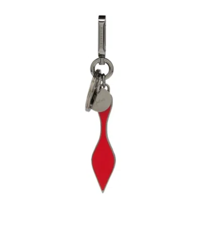 Christian Louboutin Logo Keychain In Burgundy
