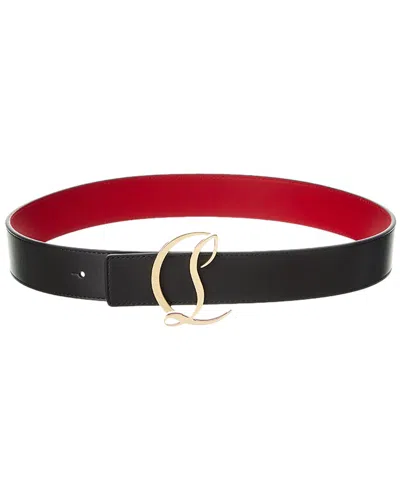 Christian Louboutin Logo Leather Belt In Black