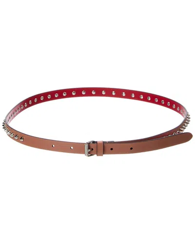 Christian Louboutin Logo Leather Belt In Brown