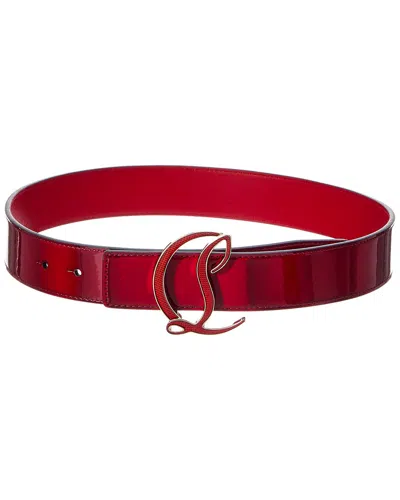 Christian Louboutin Logo Leather Belt In Burgundy