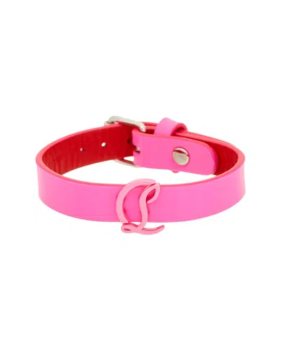 Christian Louboutin Logo Leather Bracelet In Metallic
