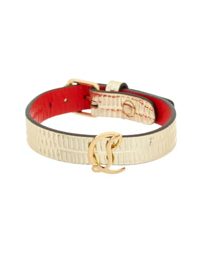 Christian Louboutin Logo Leather Bracelet In Neutral