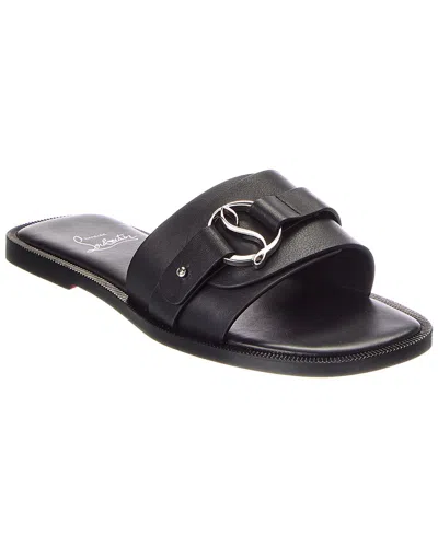 Christian Louboutin Logo Leather Flat In Black