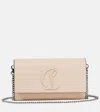 Christian Louboutin Logo Leather Wallet On Chain In Beige