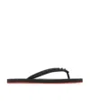 Christian Louboutin Loubi Donna Spike Red Sole Flip Flops In Black