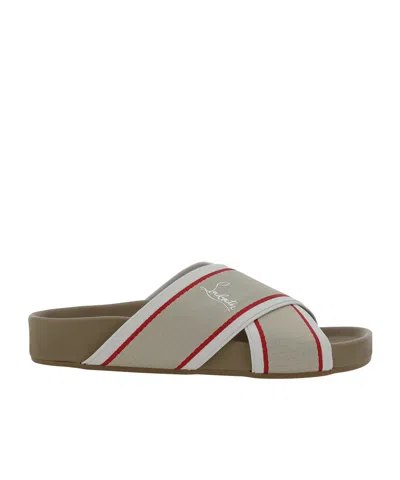 Christian Louboutin Logo Slippers In Green