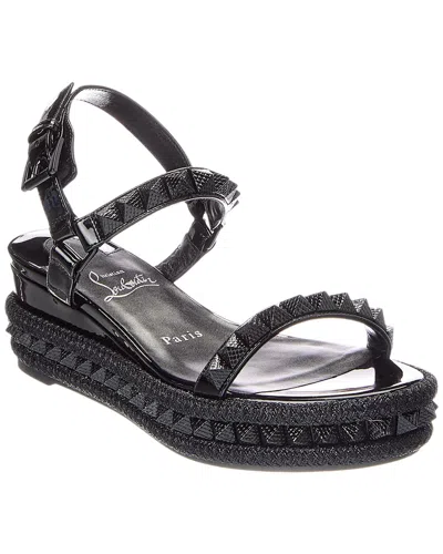 Christian Louboutin Logo Spike Leather Sandal In Black