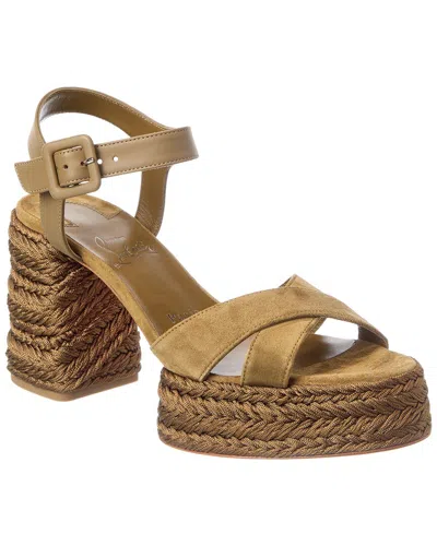 Christian Louboutin Logo Suede Sandal In Brown