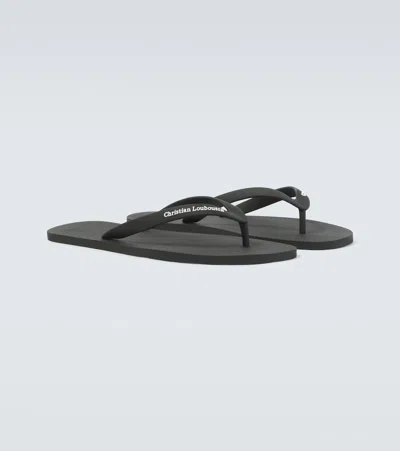 Christian Louboutin Logo-embossed Rubber Flip Flops In Black