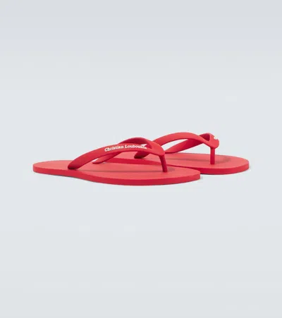 Christian Louboutin Logo Embossed Rubber Flip Flop In Animal Print