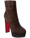 Christian Louboutin Loo 130 Suede Bootie In Brown