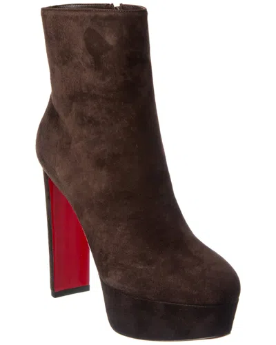 Christian Louboutin Loo 130 Suede Bootie In Brown