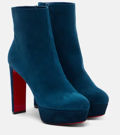 Christian Louboutin Loo Booty 130 Suede Platform Ankle Boots In Multi
