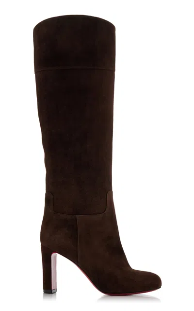Christian Louboutin Loo Botta 85mm Suede Knee Boots In Brown