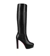 Christian Louboutin Loo Botta Alta Leather Knee-high Boots 130 In Black